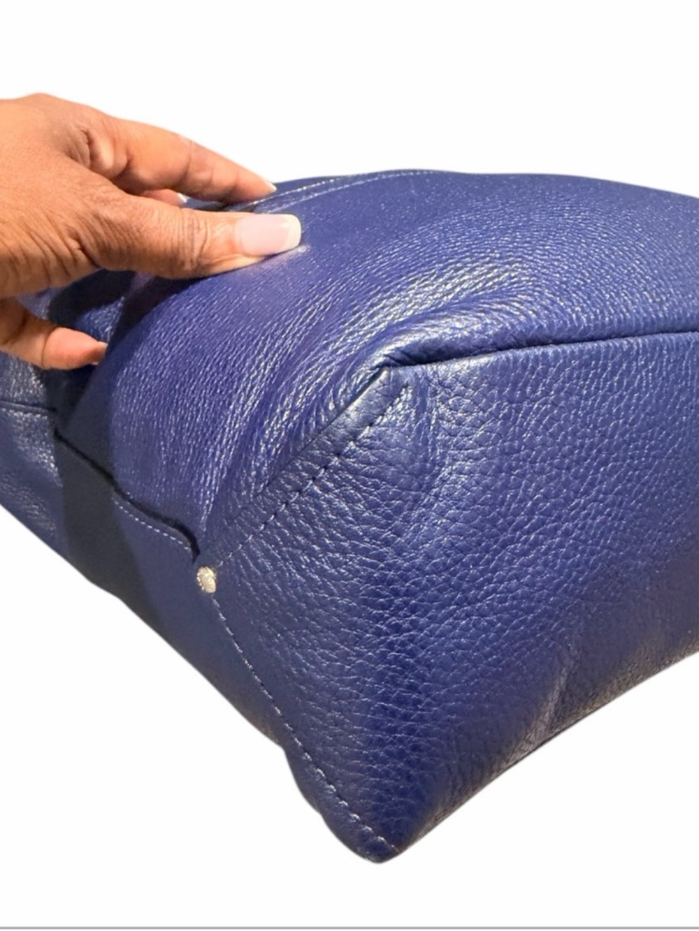 Coach Abby Duffle Pebbled Leather Hobo Bag in Deep Blue Preowned Hang Tag Added - Picture 10 of 12